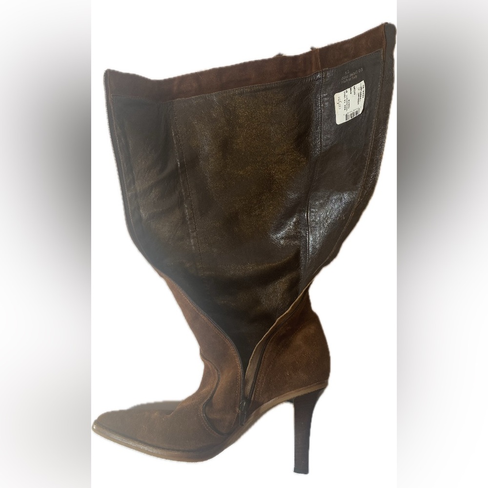 Coach Suade Long Boots, Size 8 B in Chestnut , Zip Closure, Leather Trims - Picture 5 of 15
